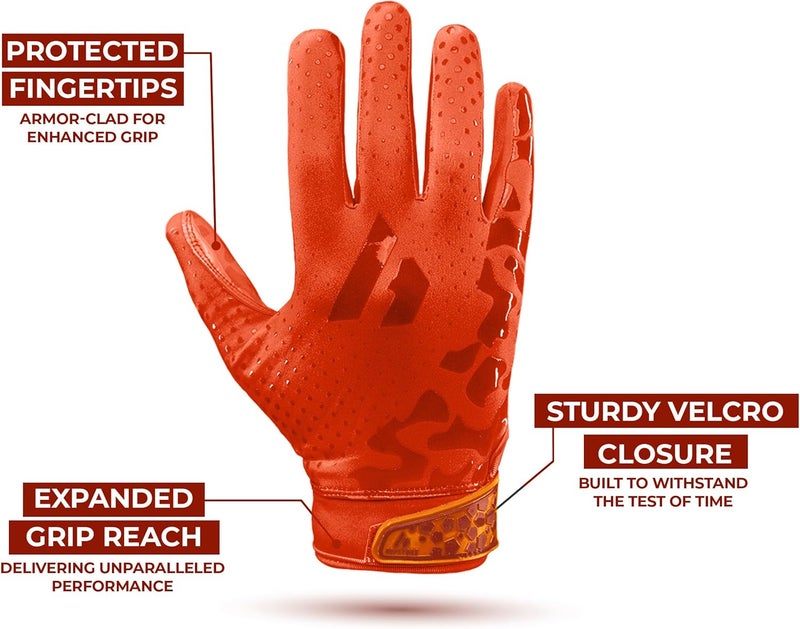 Repsters RPG1 Football Gloves - Men’s Elite Trendy Wide Receiver Gloves – Extra Sticky Grip Football Gloves for Game Day, Training, High School and College - Adult and Youth Sizes - Image 3